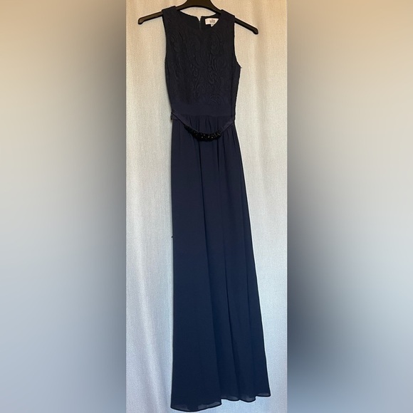 Belle Badgley Mischka navy gown - Picture 2 of 8